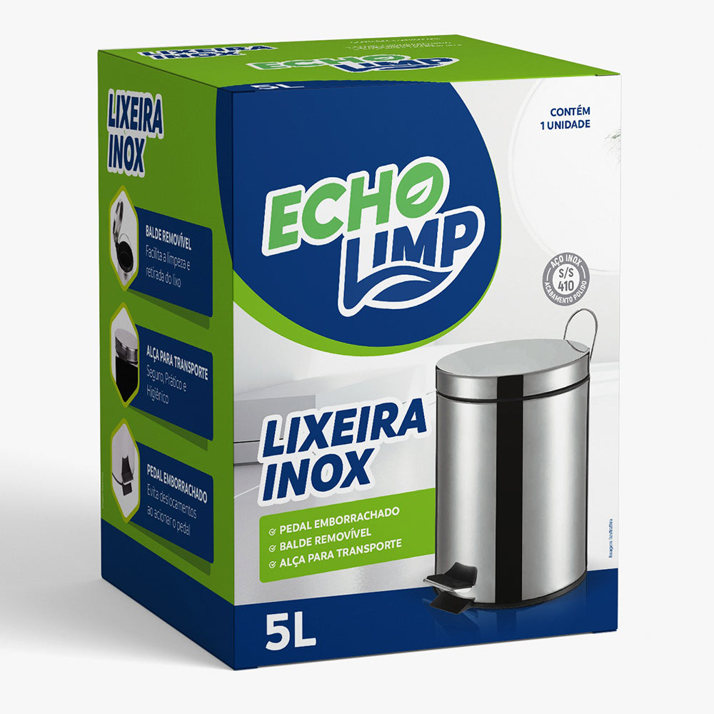 Lixeira Inox 5L c/pedal - Echolim