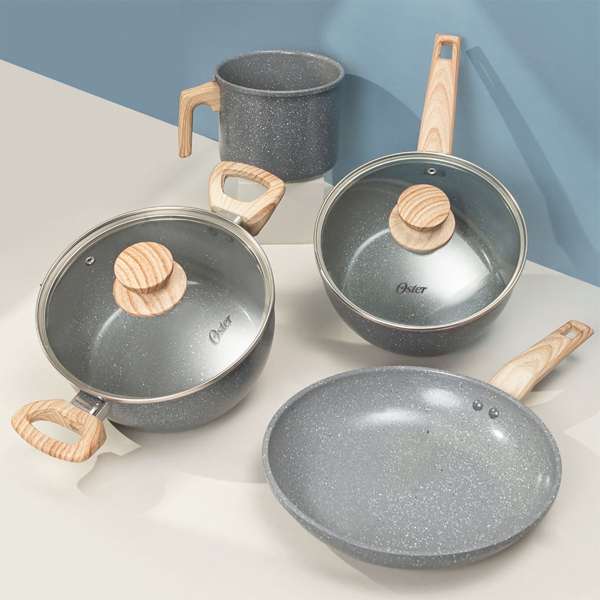 Jogo de Panelas Marble Edition 4 Peças Cinza Escuro - Oster