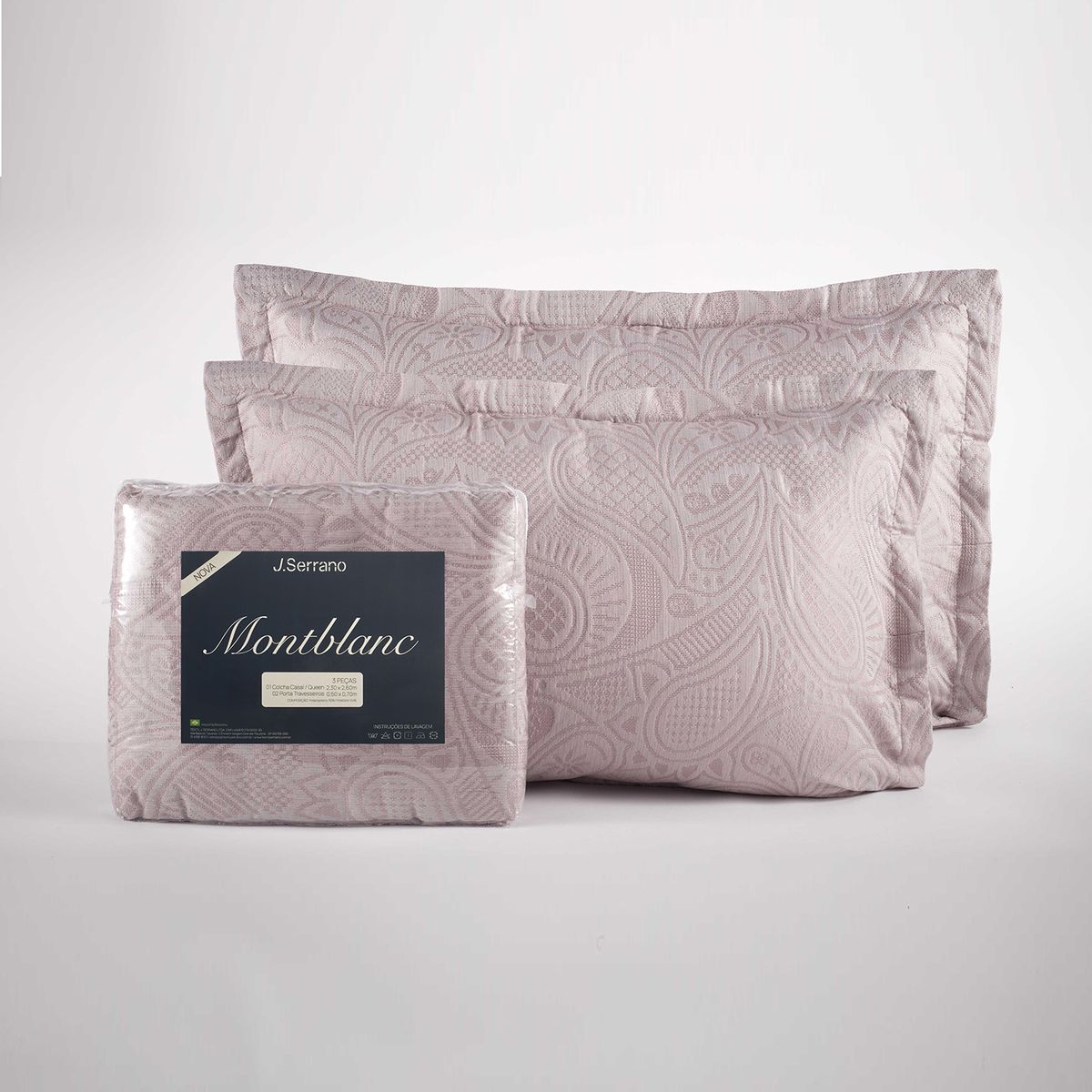 Colcha Montblanc Memory Casal 3 Peças Malva - Têxtil J. Serrano