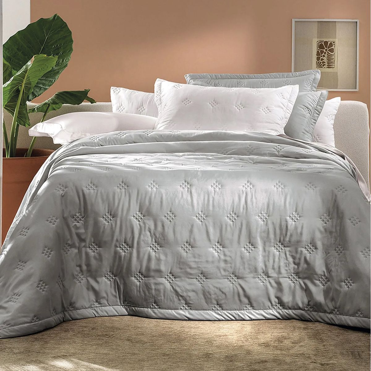 Colcha King Diamond 3 Peças Cinza Sílex - Altenburg