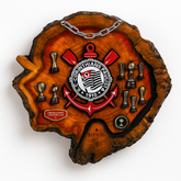 Tábua Rústica Personalizada - Corinthias + Kit Churrasco Personalizado