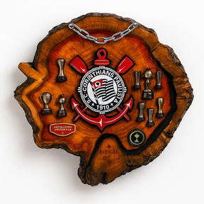 Tábua Rústica Personalizada - Corinthias + Kit Churrasco Personalizado