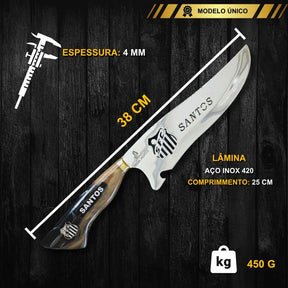 Tábua Rústica Personalizada - Santos + Kit Churrasco Personalizado